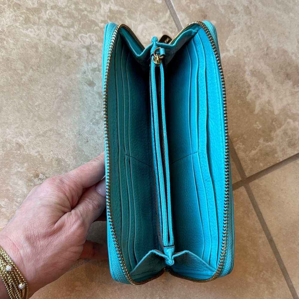 Michael Kors Turquoise Wallet with Gold Accent - Picture 4 of 11